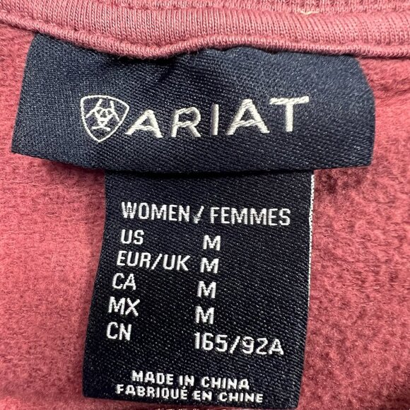 Ariat Women's Benicia Sweatshirt Raised Velvet Logo Blush Rose Size Medium - Picture 5 of 8